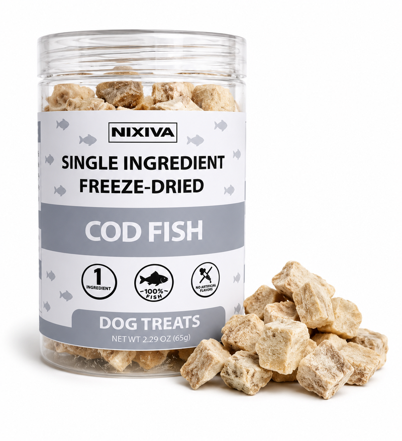 Freeze-Dried Single Ingredient Raw Cod Fish Bites Dog Treats