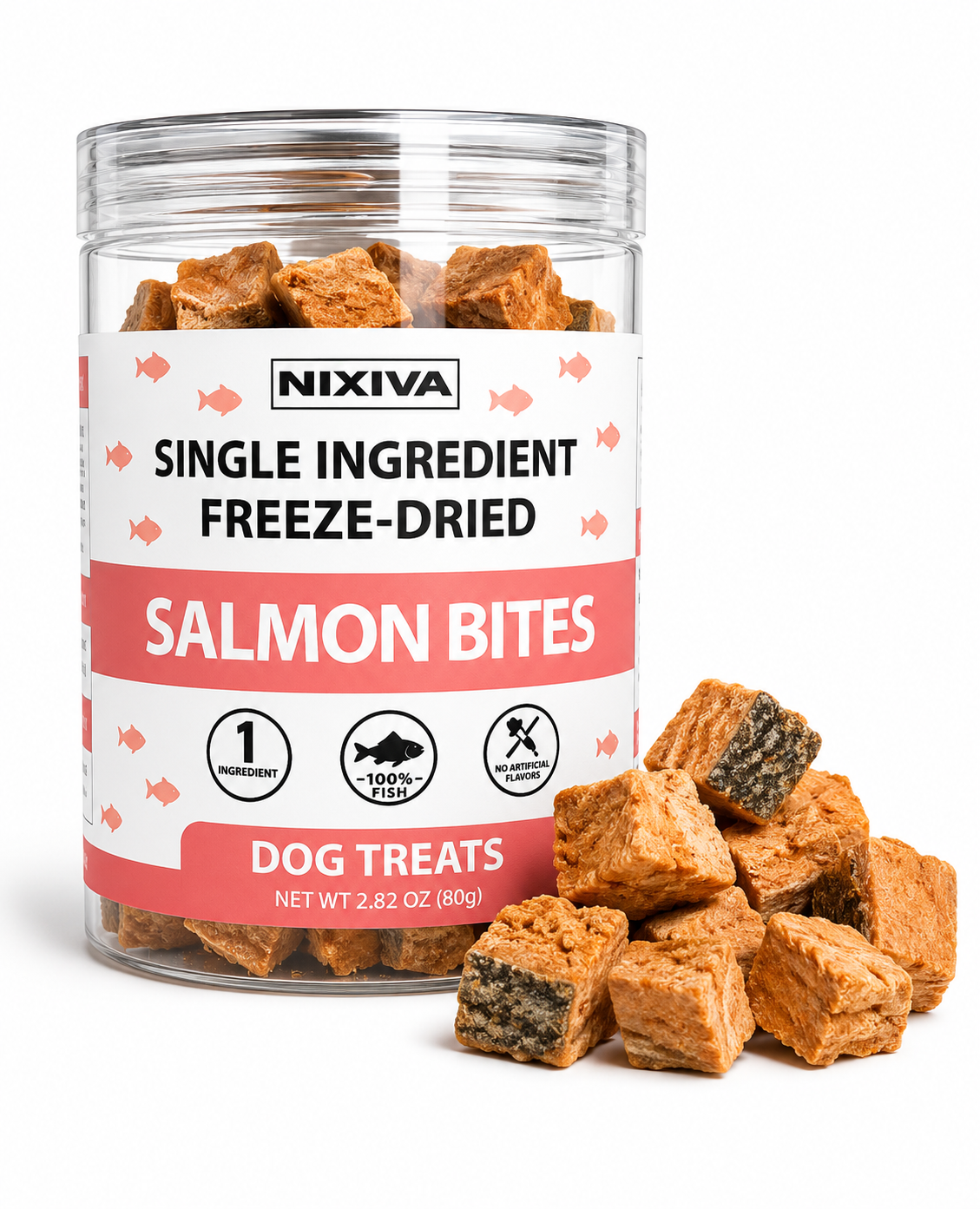 Freeze-Dried Single Ingredient Raw Salmon Bites Dog Treats